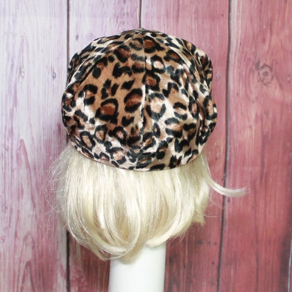 Velvet leopard beret hat - Picture 5 of 5